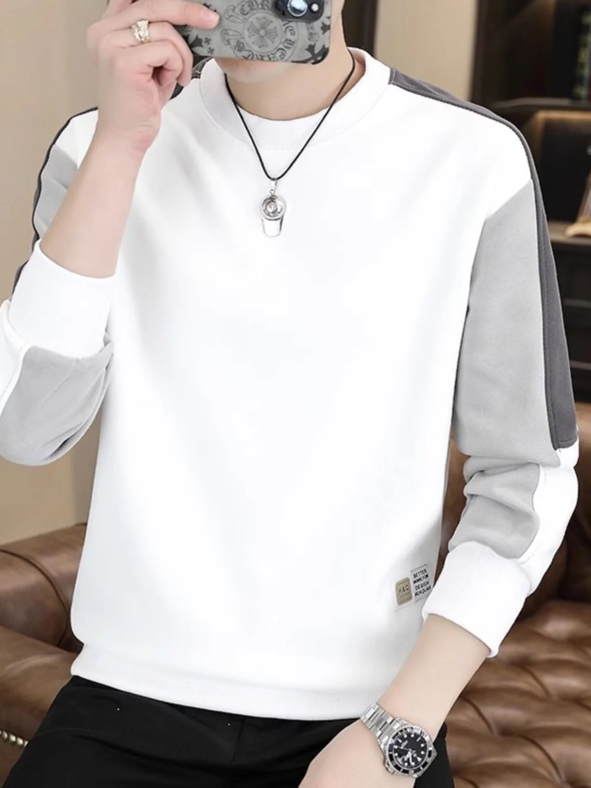 Мужская толстовка свободного кроя с круглым вырезом и длинным рукавом, повседневная, с геометрическим узором, на флисовой подкладке, осенне-зимняя верхняя одежда
Мужская толстовка свободного кроя с круглым вырезом и длинным рукавом, повседневная, с геометрическим узором, на флисовой подкладке, осенне-зимняя верхняя одежда