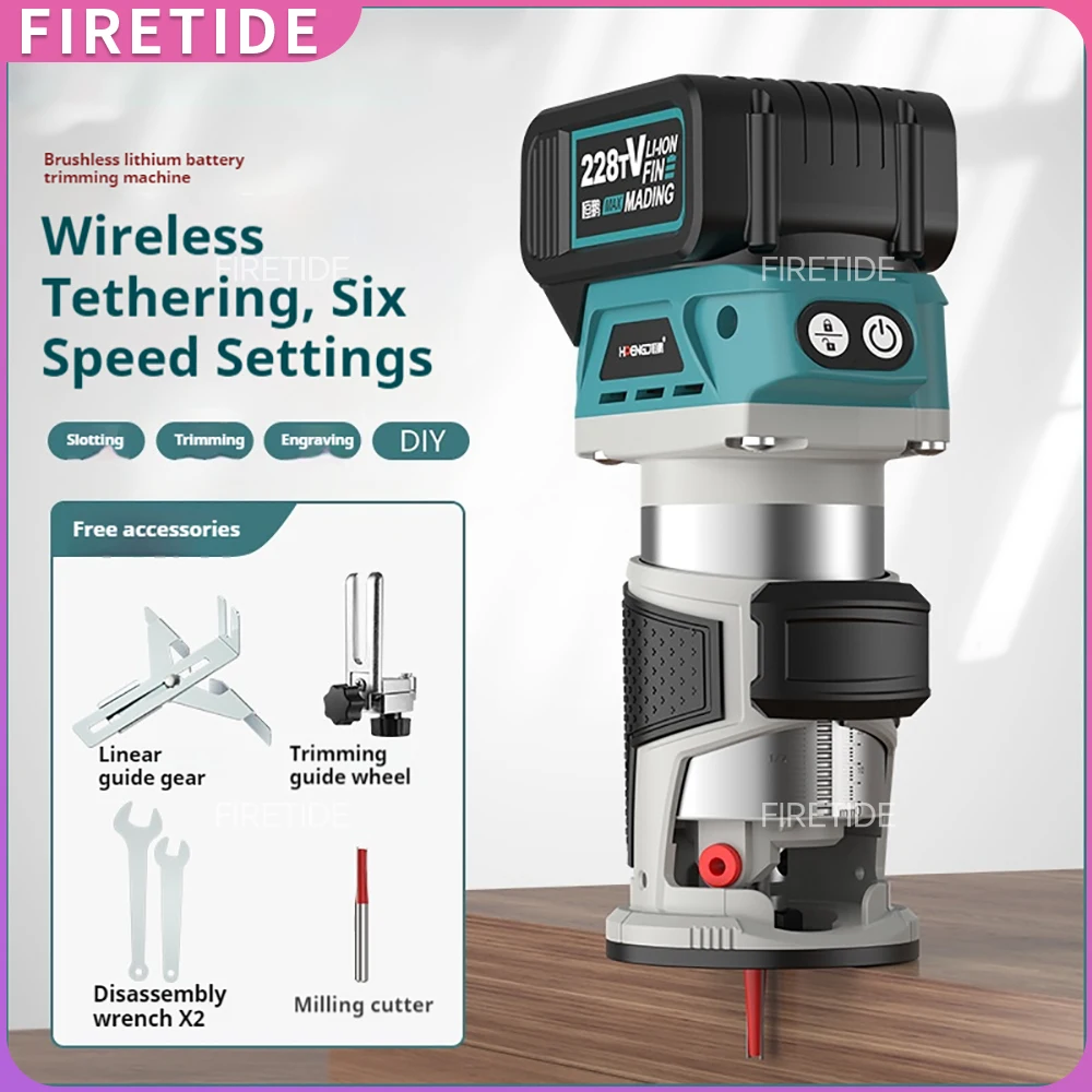 Brushless Wood Router Wood Trimmer Machine Electric Hand Trimmer Carpentry Tool Woodworking Trimming for Makita 18V Battery
Brushless Wood Router Wood Trimmer Machine Electric Hand Trimmer Carpentry Tool Woodworking Trimming for Makita 18V Battery