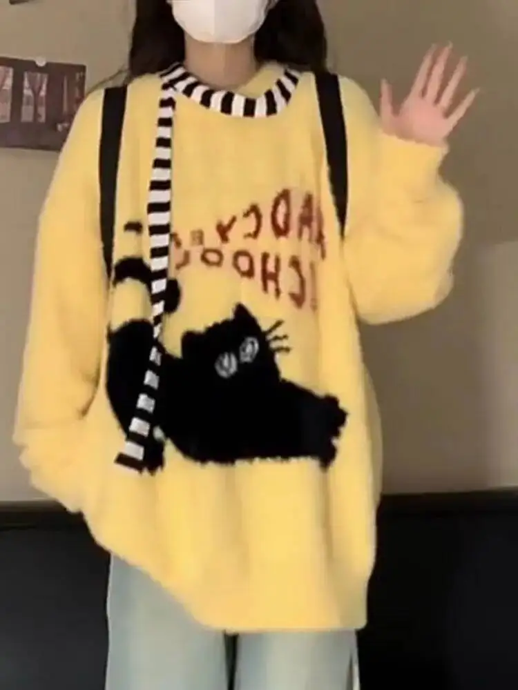 BabYoung Haruku Cartoon Kitten O-Neck Pullovers Autumn Winter New Sweaters Mujer Y2k Long Sleeve Loose Knitted Tops Women
BabYoung Haruku Cartoon Kitten O-Neck Pullovers Autumn Winter New Sweaters Mujer Y2k Long Sleeve Loose Knitted Tops Women