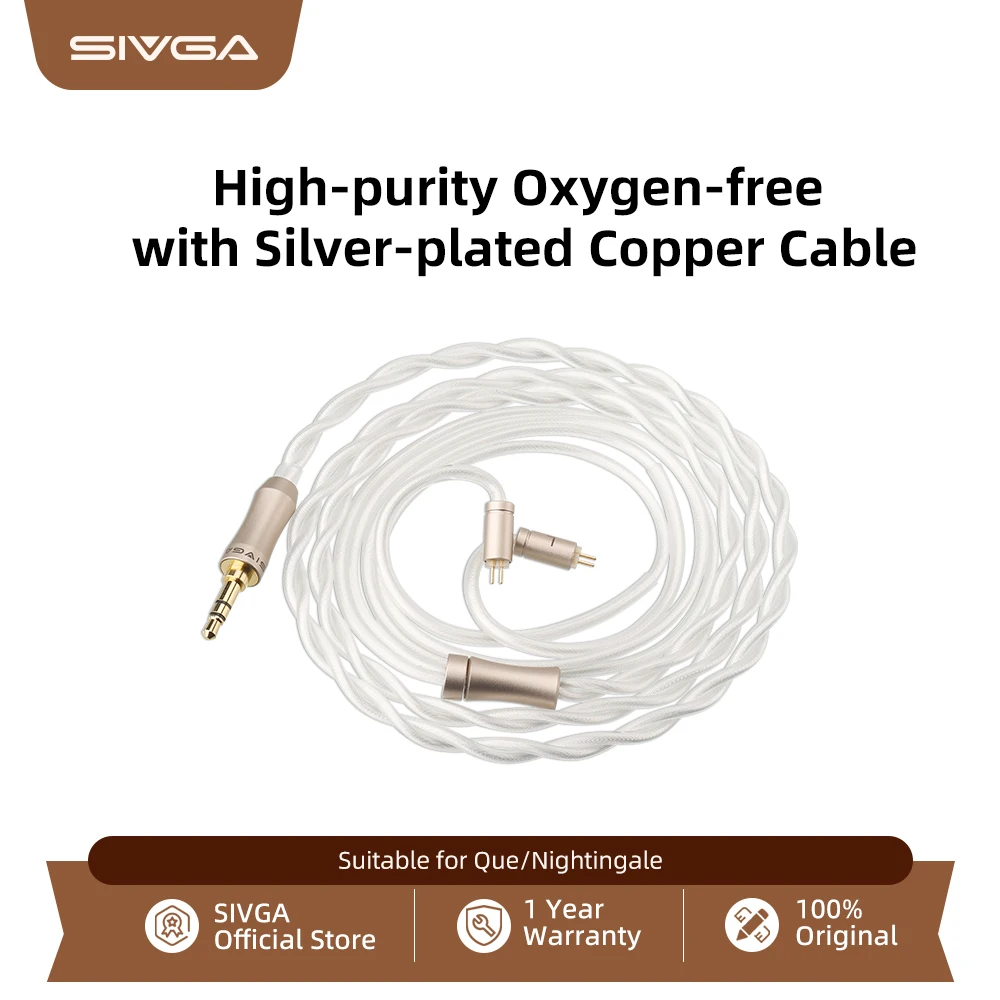 SIVGA Replacement Original 0.78mm 2-pin High-purity Oxygen-free with Silver-plated Copper Audio Earphone Cable for Que
SIVGA Replacement Original 0.78mm 2-pin High-purity Oxygen-free with Silver-plated Copper Audio Earphone Cable for Que