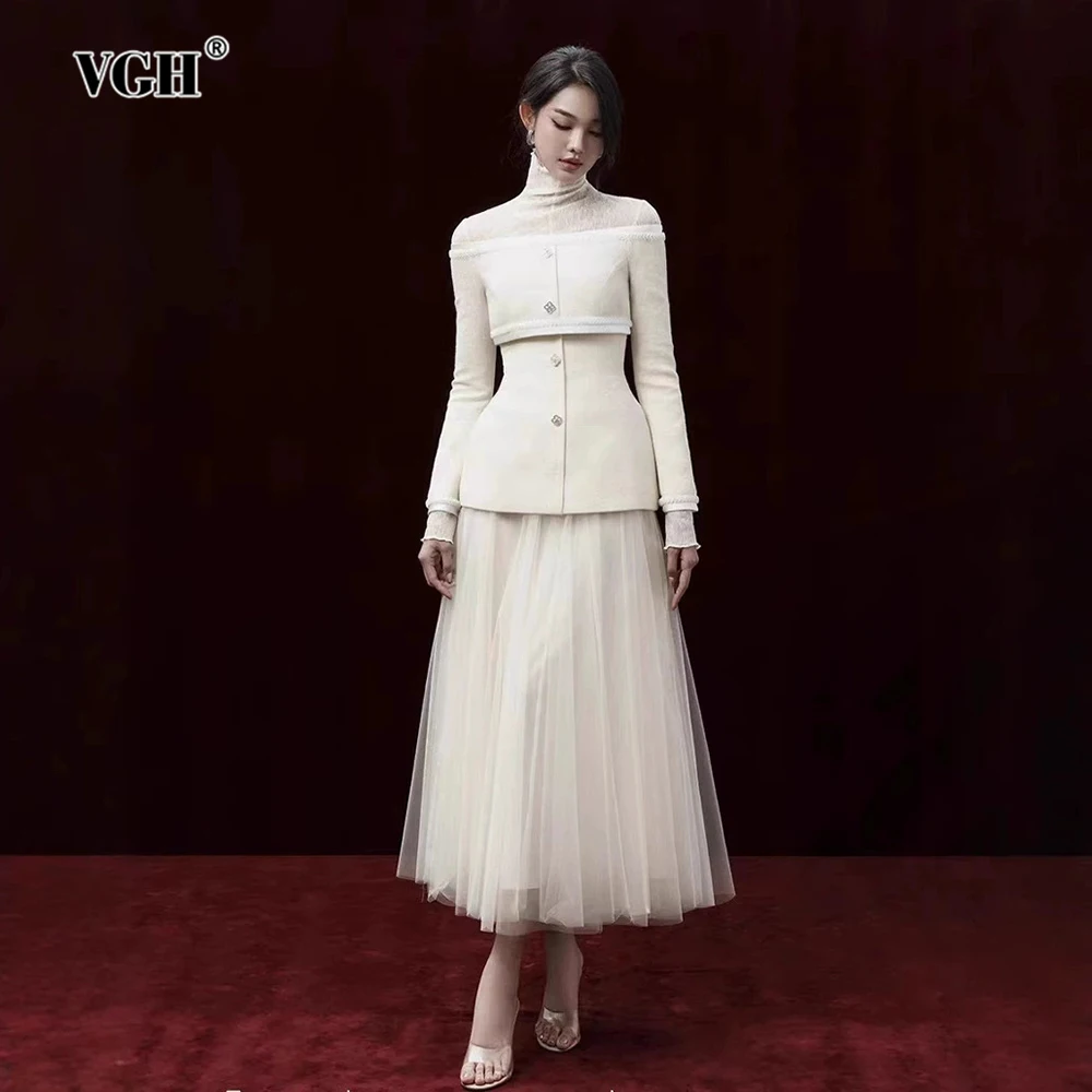 VGH Solid Slim Fit Elegant Two Piece Sets For Women Turtleneck Long Sleeve Dress Slash Neck Coat Casual Set Female Fashion Style
VGH Solid Slim Fit Elegant Two Piece Sets For Women Turtleneck Long Sleeve Dress Slash Neck Coat Casual Set Female Fashion Style