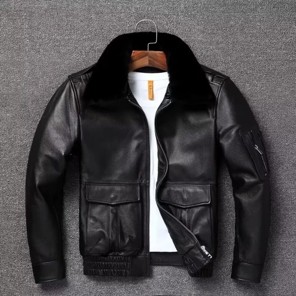Winter Warm Cotton Lined Slim Fit ort Leather Jaet Men's Top Layer Cowhide Genuine Leather Flight Suit Large Size Coat
Winter Warm Cotton Lined Slim Fit ort Leather Jaet Men's Top Layer Cowhide Genuine Leather Flight Suit Large Size Coat