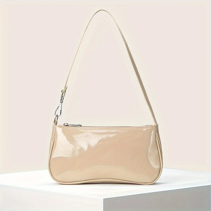 Glossy Nude Patent Leather Underarm Bag, Minimalist Small Handbag Purse, Fashion Casual Chic Shoulder Bags for Women Daily Use
Glossy Nude Patent Leather Underarm Bag, Minimalist Small Handbag Purse, Fashion Casual Chic Shoulder Bags for Women Daily Use