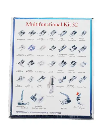Set di kit piedini per macchine da cucire da 32 pezzi