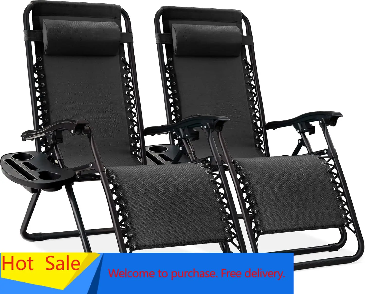 Hot salesSet of 2 Adjustable Steel Mesh Zero Gravity Lounge Chair Recliners w/Pillows and Cup Holder Trays - Black
Hot salesSet of 2 Adjustable Steel Mesh Zero Gravity Lounge Chair Recliners w/Pillows and Cup Holder Trays - Black