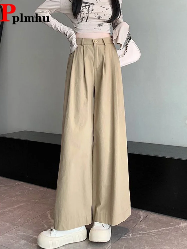 Брюки женские прямые из хлопка, повседневные, с широкими штанинами, свободные, с высокой талией, в корейском стиле, модные брюки-палаццо
Брюки женские прямые из хлопка, повседневные, с широкими штанинами, свободные, с высокой талией, в корейском стиле, модные брюки-палаццо