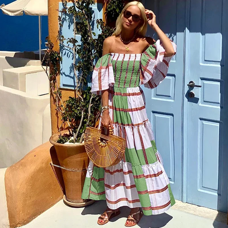 2025 Flaxmaker Vintage Women Bandeau Dresses Ruffle Striped Printed Dress Floral Print Off Shoulder Maxi Dress for Women Summer
2025 Flaxmaker Vintage Women Bandeau Dresses Ruffle Striped Printed Dress Floral Print Off Shoulder Maxi Dress for Women Summer
