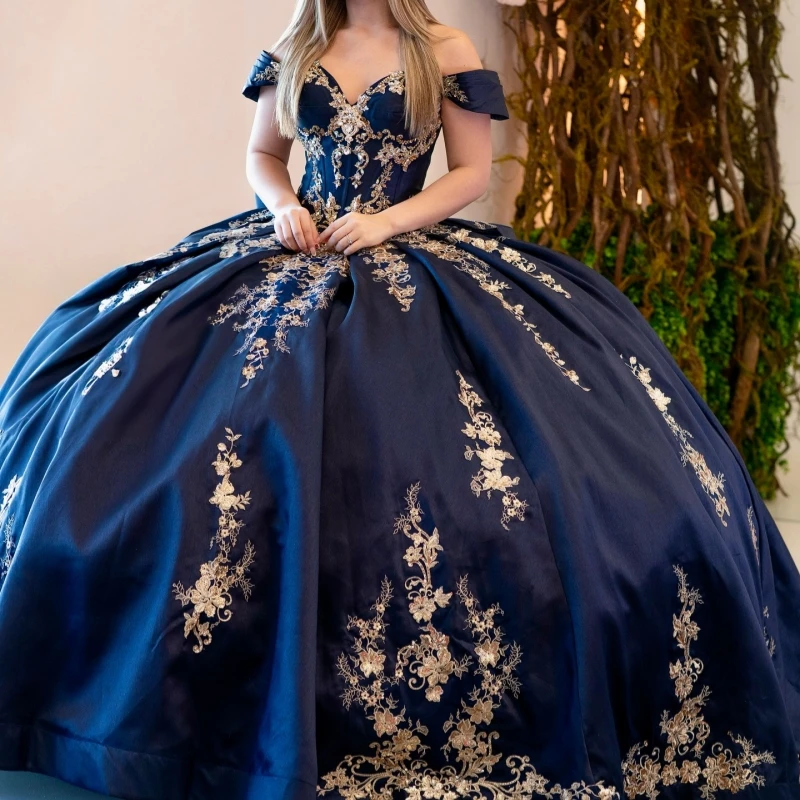 Темно-синее блестящее платье принцессы с открытыми плечами Sweet 16, платья Quinceanera, аппликация, кружево, бусины, бант, тюль, корсет, вечеринка, день рождения 
Темно-синее блестящее платье принцессы с открытыми плечами Sweet 16, платья Quinceanera, аппликация, кружево, бусины, бант, тюль, корсет, вечеринка, день рождения