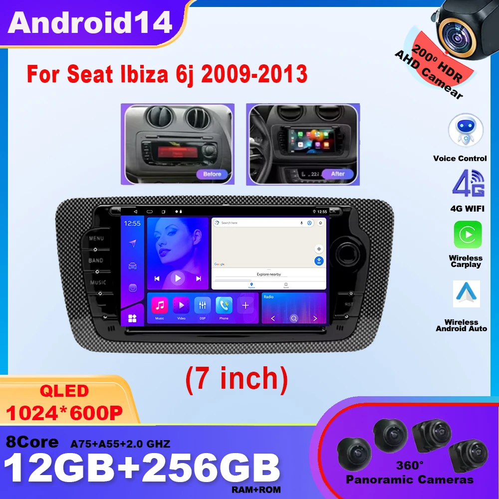 7Inch Android 14 Car Radio For Seat lbiza 6j 2009-2013 Multimedia Video Player Wireless Carplay Auto GPS Audio stereo Head Unit
7Inch Android 14 Car Radio For Seat lbiza 6j 2009-2013 Multimedia Video Player Wireless Carplay Auto GPS Audio stereo Head Unit