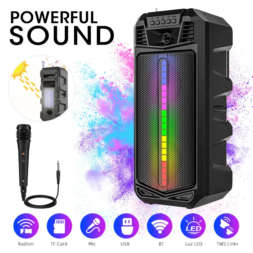 Vtin Solar Powered RGB Bluetooth Speaker Wireless Portable Outdoor Speaker Dual 16W Subwoofer TWS Karaoke Heavy Bass with Mic
Vtin Solar Powered RGB Bluetooth Speaker Wireless Portable Outdoor Speaker Dual 16W Subwoofer TWS Karaoke Heavy Bass with Mic