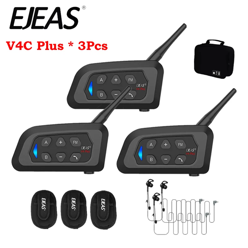 3PCS EJEAS V4C Plus 1500M Full Duplex Bluetooth In-Ear Headphone Soccer Conference Interphone 3 Users Football Referee Headset
3PCS EJEAS V4C Plus 1500M Full Duplex Bluetooth In-Ear Headphone Soccer Conference Interphone 3 Users Football Referee Headset