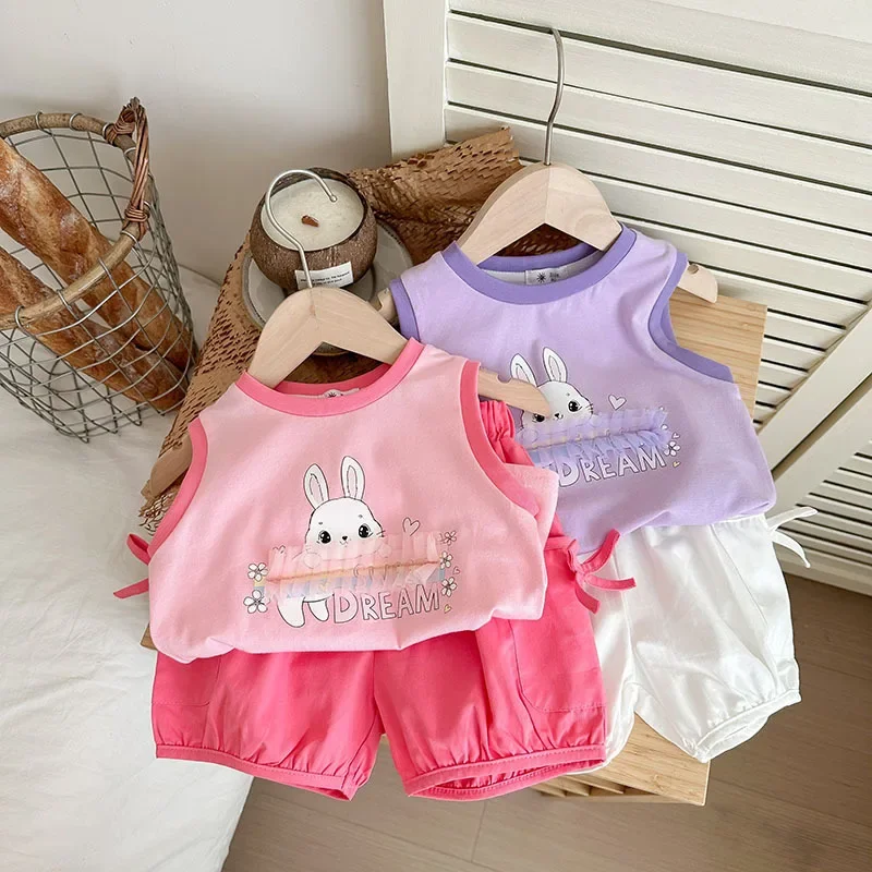 2-8T Toddler Kid Baby Girl Clothes Set Sleeveless Tank Top Rabbit Print T Shirt Shorts Set Cute Sweet Flower Two Piece Set
2-8T Toddler Kid Baby Girl Clothes Set Sleeveless Tank Top Rabbit Print T Shirt Shorts Set Cute Sweet Flower Two Piece Set