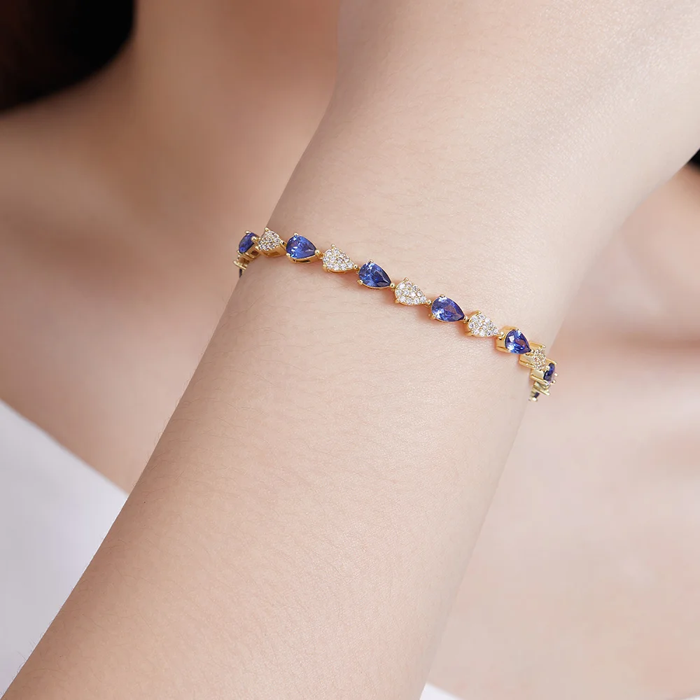 5MM Elegance Sapphire Blue Water Drop Bracelet 18K Gold Plated Zircon Bracelet for Women
5MM Elegance Sapphire Blue Water Drop Bracelet 18K Gold Plated Zircon Bracelet for Women