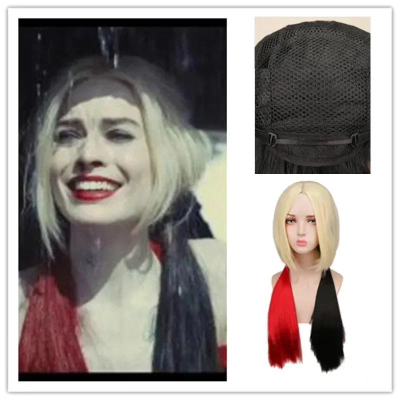 NEW Suicide2 Movice Harleywig Cosplay Quinn Harleen Quinzel golden straight long red and black Synthetic Wigs Halloween ponytai
NEW Suicide2 Movice Harleywig Cosplay Quinn Harleen Quinzel golden straight long red and black Synthetic Wigs Halloween ponytai