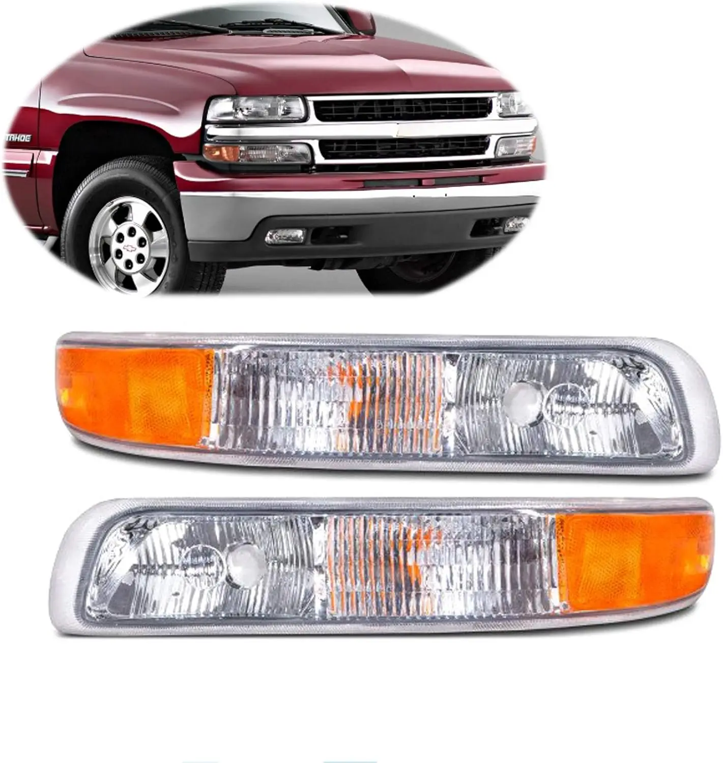 Комплект хромированных передних габаритных огней и указателей поворота для Chevrolet Silverado 1999-2002, Tahoe 2000-2006, Suburban Pickup
Комплект хромированных передних габаритных огней и указателей поворота для Chevrolet Silverado 1999-2002, Tahoe 2000-2006, Suburban Pickup