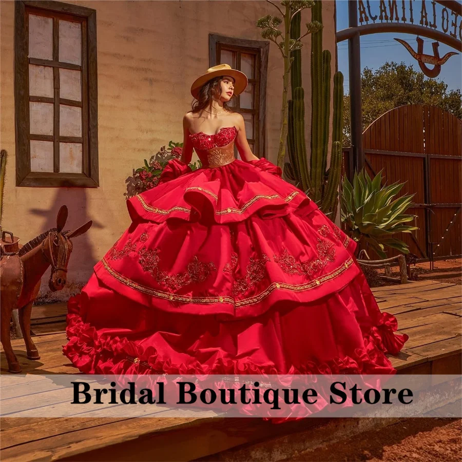 Luxury Red Princess Flower Quinceanera Dress Sweet 16 Dress Appliques Crystals Beading Vestidos De 15 Años Satin
Luxury Red Princess Flower Quinceanera Dress Sweet 16 Dress Appliques Crystals Beading Vestidos De 15 Años Satin
