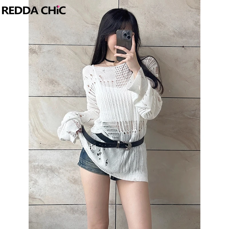 ReddaChic ажурный белый свитер женский накидка свободный повседневный вязаный топ с длинными рукавами с разрушенными копчиками осень-лето повседневная одежда
ReddaChic ажурный белый свитер женский накидка свободный повседневный вязаный топ с длинными рукавами с разрушенными копчиками осень-лето повседневная одежда