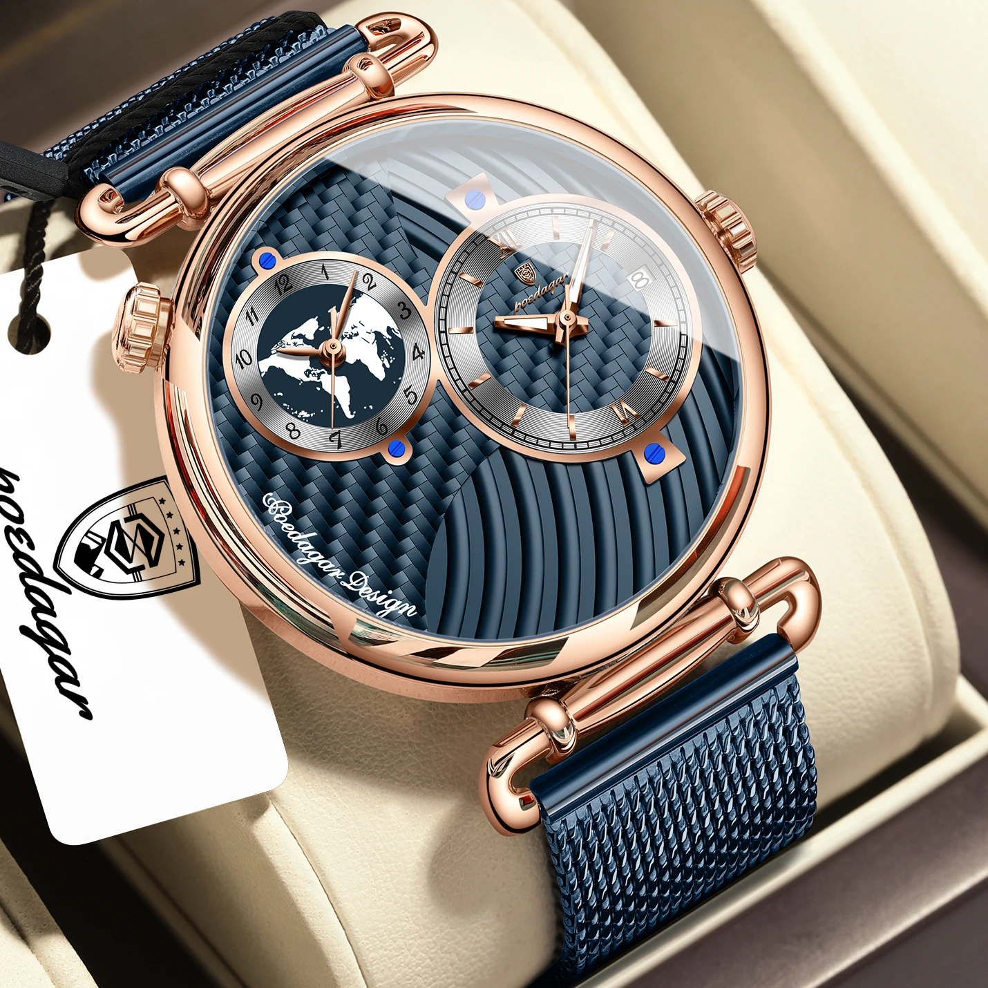 POEDAGAR Original Fashion Man Wristwatch Multiple Time Zone Display Waterproof Calendar Men Watch Mesh Stainless Steel Quartz Business Men's Watches Reloj
POEDAGAR Original Fashion Man Wristwatch Multiple Time Zone Display Waterproof Calendar Men Watch Mesh Stainless Steel Quartz Business Men's Watches Reloj