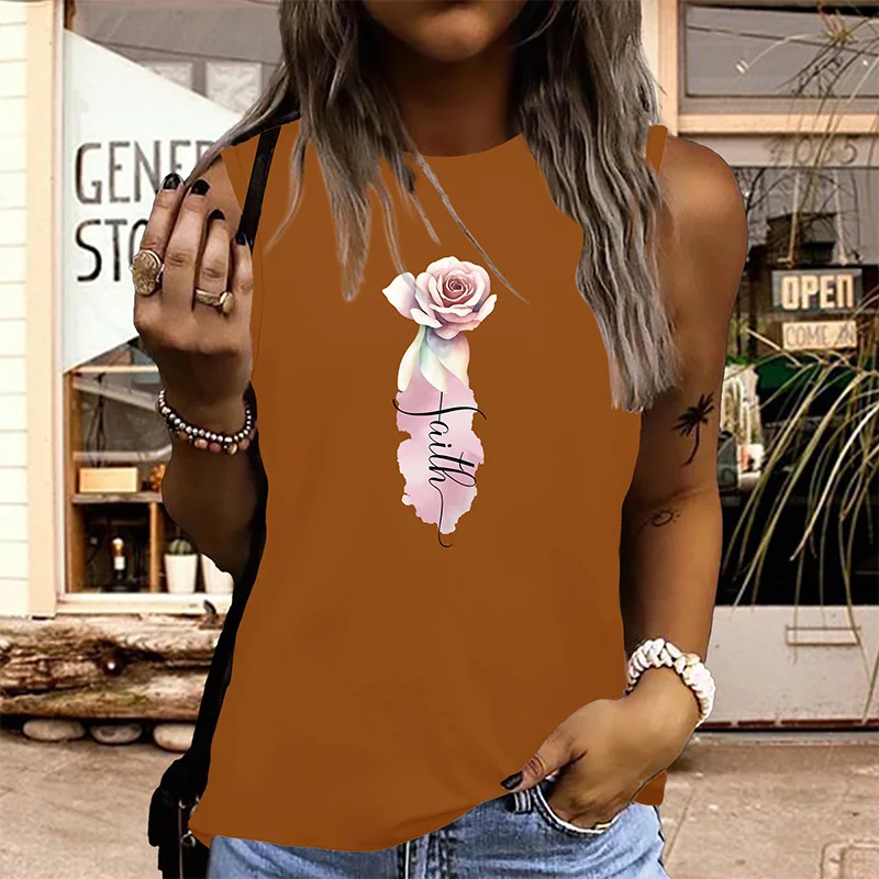 Flower Printed Women's Round Neck Vest Top Summer Sleeveless Women's Clothing Daily Casual Street Clothing Korean Fashion
Flower Printed Women's Round Neck Vest Top Summer Sleeveless Women's Clothing Daily Casual Street Clothing Korean Fashion