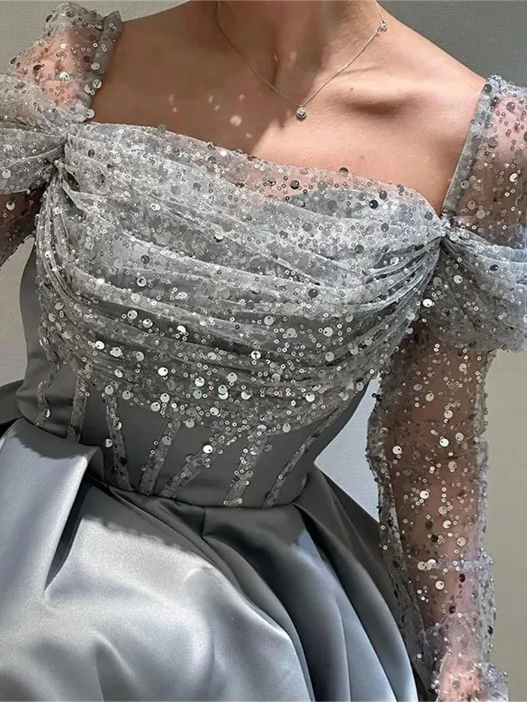 Блестящие платья для выпускного вечера с длинными рукавами и квадратным воротником с блестками и жемчугом длиной до пола, атласное вечернее платье, коктейльное платье
Блестящие платья для выпускного вечера с длинными рукавами и квадратным воротником с блестками и жемчугом длиной до пола, атласное вечернее платье, коктейльное платье