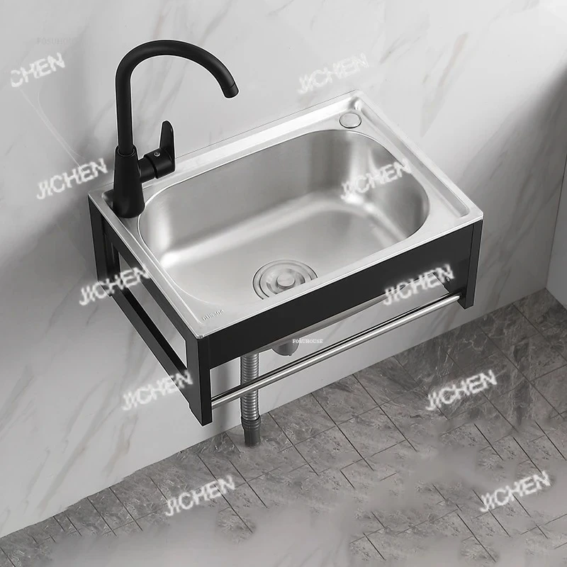 Simple Wall-mounted Kitchen Sinks Stainless Steel Kitchen Washbasin Single-slot Small Apartment Wall-mounted Sinks with Bracket
Simple Wall-mounted Kitchen Sinks Stainless Steel Kitchen Washbasin Single-slot Small Apartment Wall-mounted Sinks with Bracket