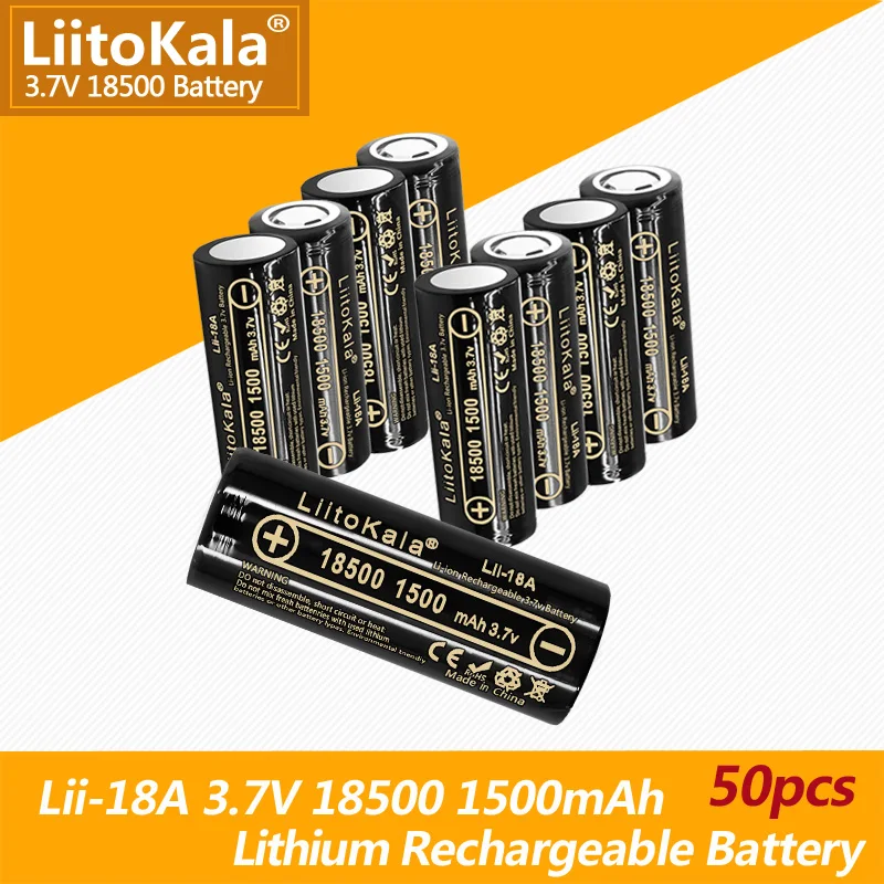 18500 LiitoKala 3.7V1500mAh Rechargeable Lithium battery 3.7V Strong light flashlight anti-light special lithium battery 50PCS
18500 LiitoKala 3.7V1500mAh Rechargeable Lithium battery 3.7V Strong light flashlight anti-light special lithium battery 50PCS