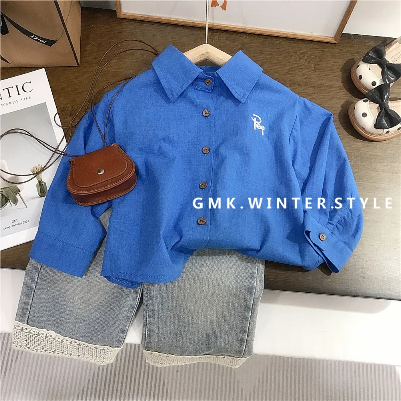 Girls' Long Sleeve Shirt Children's Spring and Autumn New Korean Style Fashion Blue Jacket Boys' Thin Shirt
Girls' Long Sleeve Shirt Children's Spring and Autumn New Korean Style Fashion Blue Jacket Boys' Thin Shirt