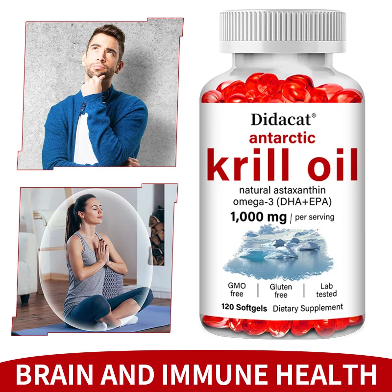 1000mg Krill Oil Softgels with Omega-3 EPA, DHA & Astaxanthin, Supports Heart, Brain, Joint, Eye, Skin & Immune Health, Non-GMO
1000mg Krill Oil Softgels with Omega-3 EPA, DHA & Astaxanthin, Supports Heart, Brain, Joint, Eye, Skin & Immune Health, Non-GMO