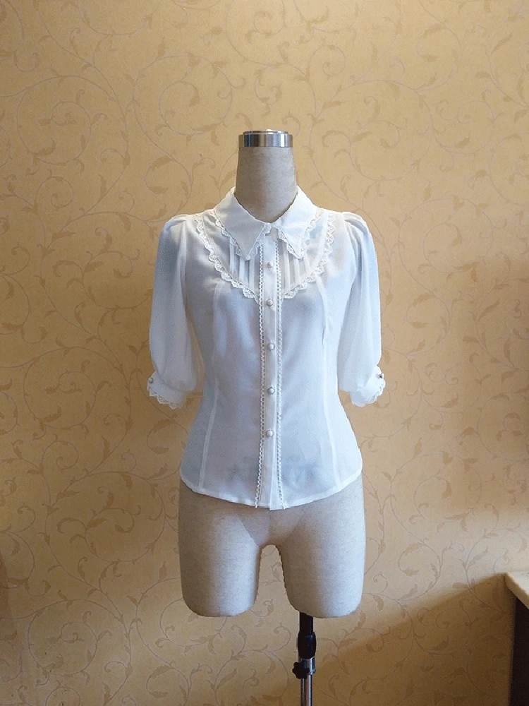 Original Design Sharp Collar Short Sleeve Women's Shirt Lolita Snowflake Lace Bubble Sleeve Shirt Pure Color Slim Fit Button ...
Original Design Sharp Collar Short Sleeve Women's Shirt Lolita Snowflake Lace Bubble Sleeve Shirt Pure Color Slim Fit Button ...