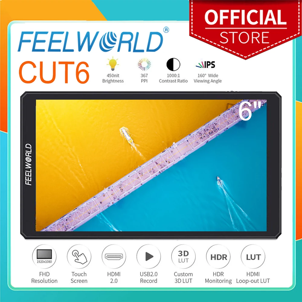 FEELWORLD Touch Screen Video Monitor CUT6 6 inch Recorder FHD 4K HDMI 3D LUT Portable1920x1080 Support IPS
FEELWORLD Touch Screen Video Monitor CUT6 6 inch Recorder FHD 4K HDMI 3D LUT Portable1920x1080 Support IPS