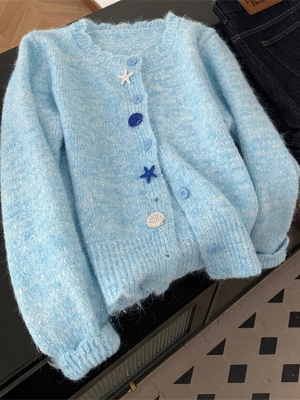 Korean Sle Soft ell Button Knitted Cardigan Sweater Women Spring Anti-Aging Lazy Casual Soft Top Coat round Ne Long Sve
Korean Sle Soft ell Button Knitted Cardigan Sweater Women Spring Anti-Aging Lazy Casual Soft Top Coat round Ne Long Sve