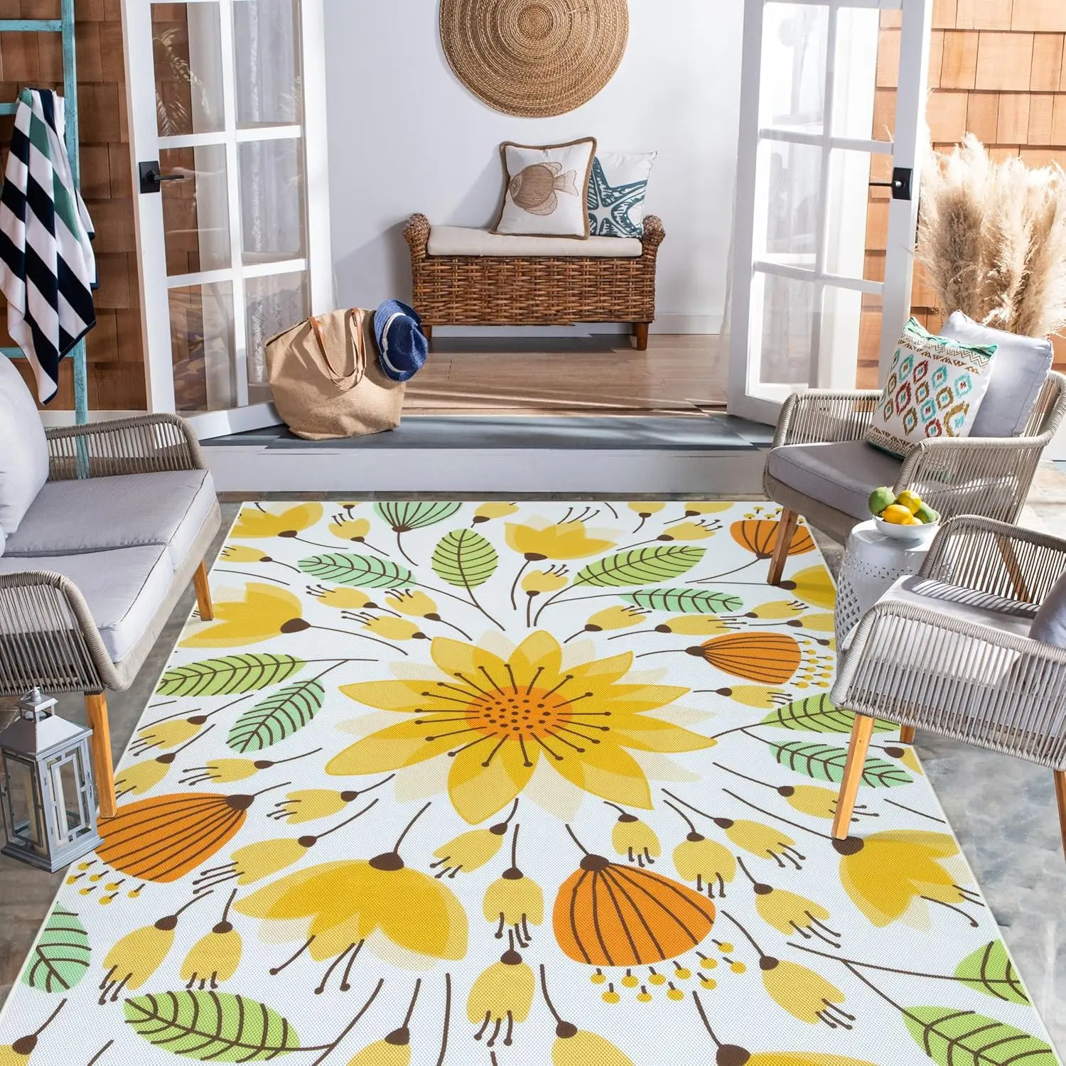 Floral Indoor Outdoor Rug, 6x9ft Non Slip Outdoor Patio Rug for Backyard Picnic, Soft Large Outdoor Camping Rugs for Balcony
Floral Indoor Outdoor Rug, 6x9ft Non Slip Outdoor Patio Rug for Backyard Picnic, Soft Large Outdoor Camping Rugs for Balcony