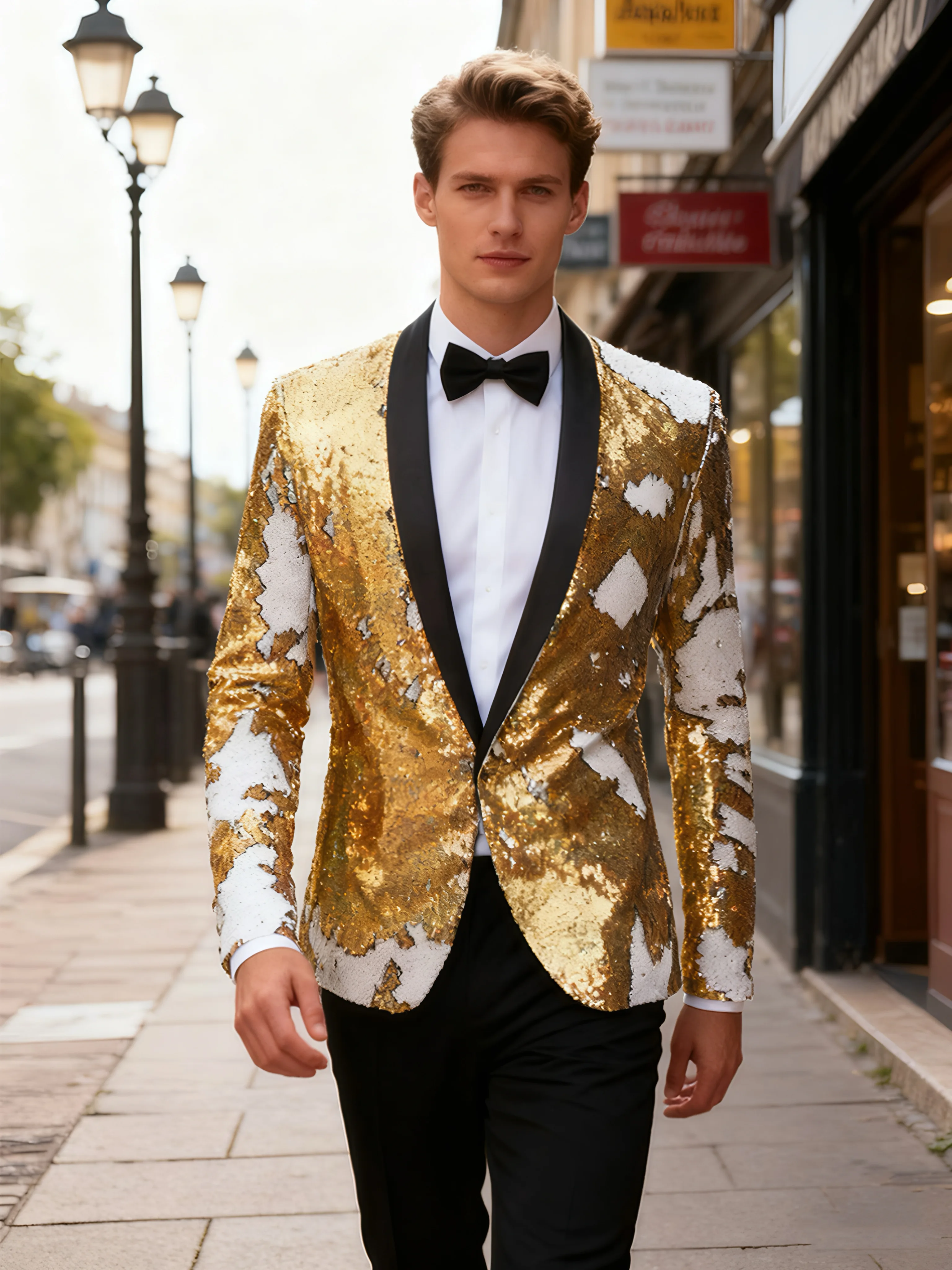 Men's single piece top sequined suit evening dress party dance wedding evening dress jacket
Men's single piece top sequined suit evening dress party dance wedding evening dress jacket