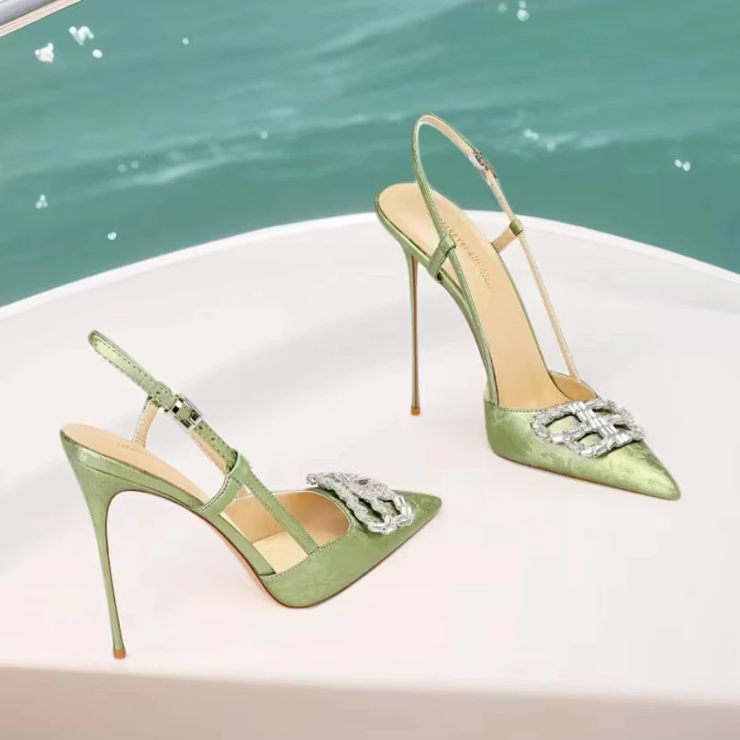 Grass Green Single-Strap Buckle Women's Sandals Fine High Heels Pointed Toes Rhinestone Buckles New Style 2025
Grass Green Single-Strap Buckle Women's Sandals Fine High Heels Pointed Toes Rhinestone Buckles New Style 2025
