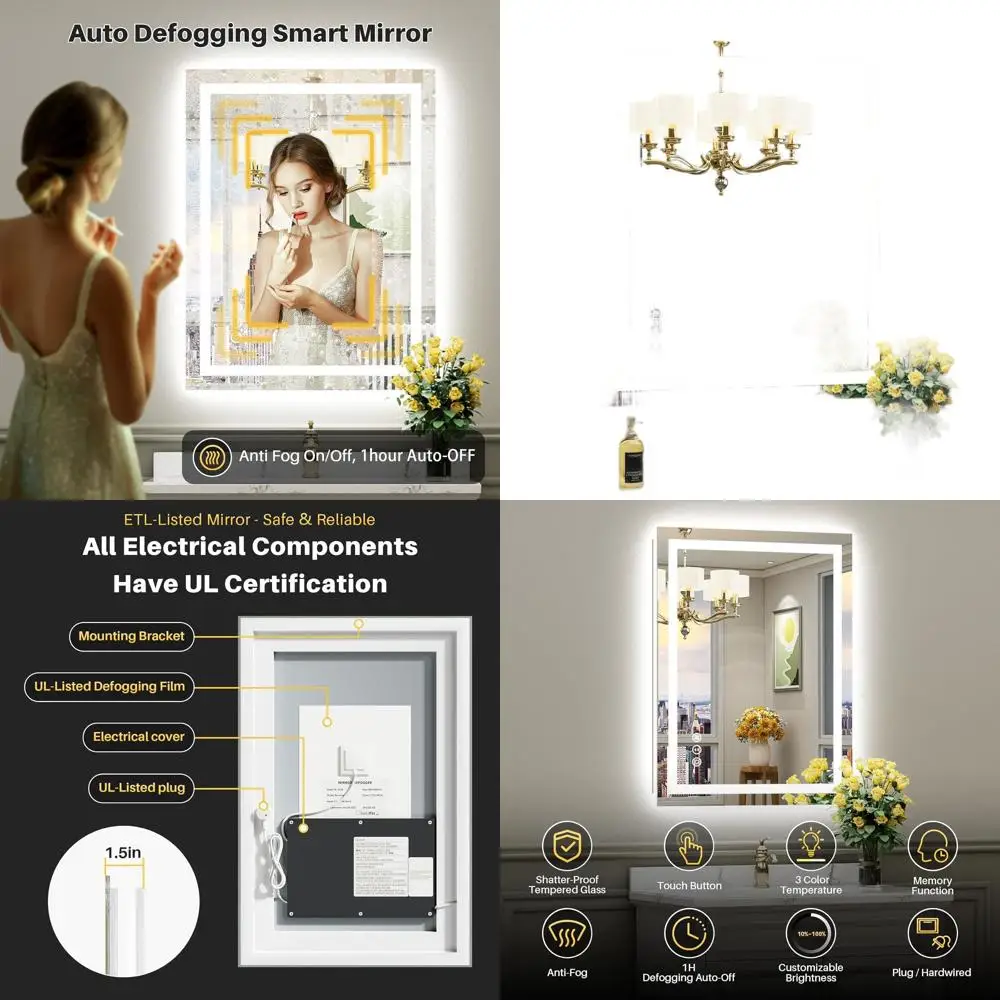 LED-Illuminated 36x30 Bathroom Mirror with Backlighting, Anti-Fog, Memory Function, Dimmable, HD Tempered Glass
LED-Illuminated 36x30 Bathroom Mirror with Backlighting, Anti-Fog, Memory Function, Dimmable, HD Tempered Glass
