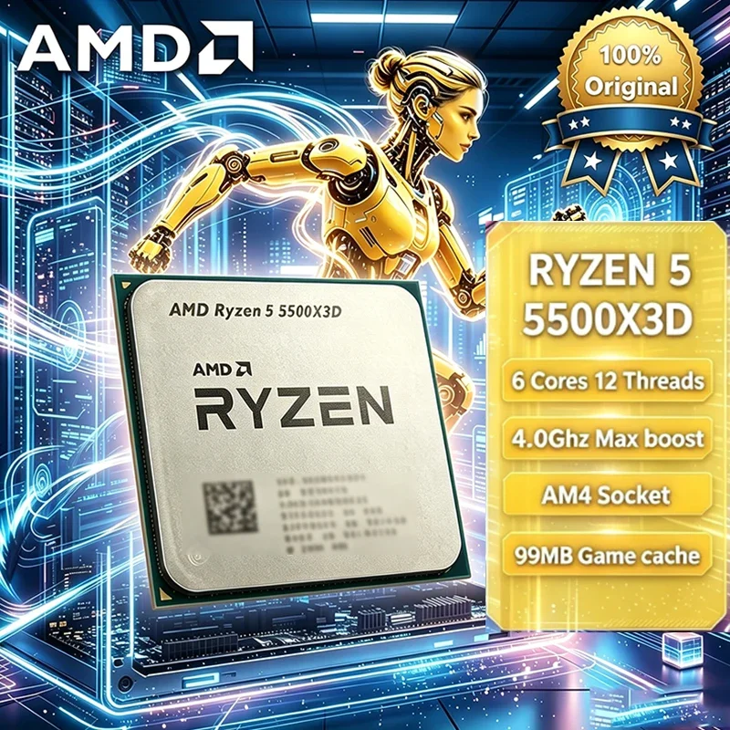 AMD Ryzen 5 5500X3D New R5 5500X3D 3.0 GHz 6-Core 12-Thread CPU Processor 7NM L3=96M Socket AM4 but Without Fan
AMD Ryzen 5 5500X3D New R5 5500X3D 3.0 GHz 6-Core 12-Thread CPU Processor 7NM L3=96M Socket AM4 but Without Fan