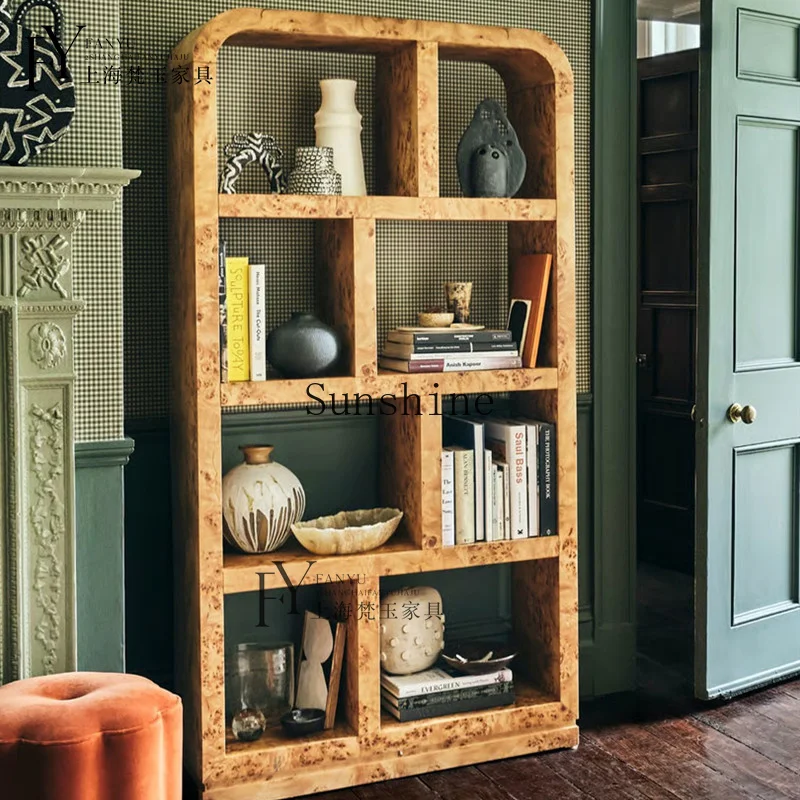 Medieval solid wood tree tumor bark lattice shelf retro style living room storage
Medieval solid wood tree tumor bark lattice shelf retro style living room storage