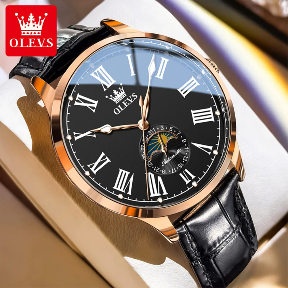 OLEVS 7118 Mens Watch Mechanical Watch Leather Strap Waterproof Luminous Moon Phase Watches For Man Original Luxury Brand Reloj
OLEVS 7118 Mens Watch Mechanical Watch Leather Strap Waterproof Luminous Moon Phase Watches For Man Original Luxury Brand Reloj