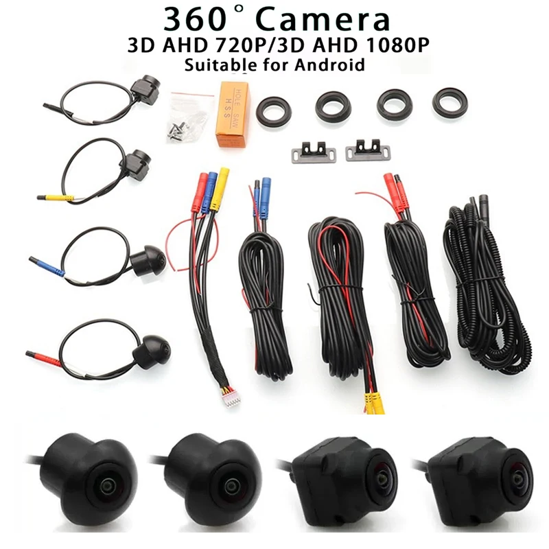 1080P 360 panoramic camera HD rear/front/left/right 3D 360 panoramic car accessories Android car camera
1080P 360 panoramic camera HD rear/front/left/right 3D 360 panoramic car accessories Android car camera