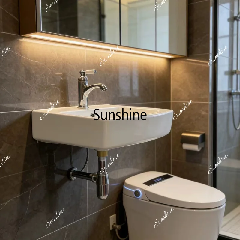 Japanese simple hanging wash basin bathroom suspended small apartment
Japanese simple hanging wash basin bathroom suspended small apartment