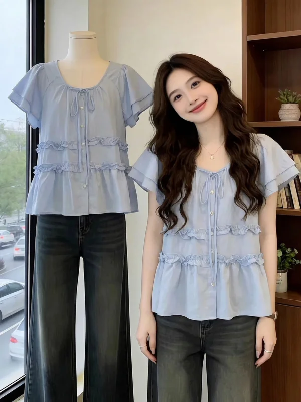 Light Blue Wooden Short Sleeve Shirt Women's Summer New Style Doll Shirt Loose Fit Korean Style Commute Style Breathable...
Light Blue Wooden Short Sleeve Shirt Women's Summer New Style Doll Shirt Loose Fit Korean Style Commute Style Breathable...