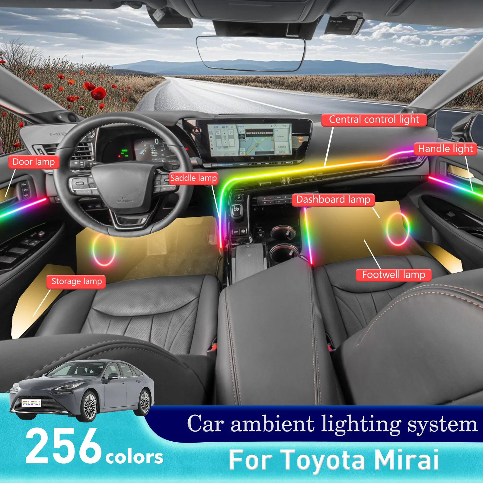 For Toyota Mirai Smart Remote Control RGB 64 Colors LED Car Interior Ambient Light Energy Saving Efficient Lamp Kit
For Toyota Mirai Smart Remote Control RGB 64 Colors LED Car Interior Ambient Light Energy Saving Efficient Lamp Kit
