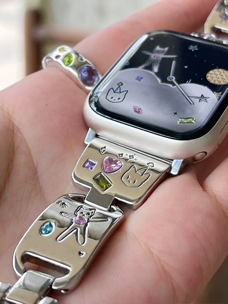 Cute Cat Glossy Metal Band For iWatch Ultra 10 9 8 7 42 45mm 46mm 49mm Diamond Bracelet Strap For Apple Watch 38mm 41mm 6 5 SE 4
Cute Cat Glossy Metal Band For iWatch Ultra 10 9 8 7 42 45mm 46mm 49mm Diamond Bracelet Strap For Apple Watch 38mm 41mm 6 5 SE 4