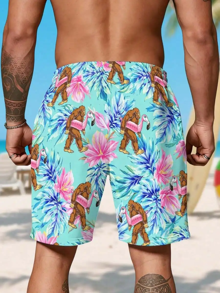 Mens Beach Shorts With Funny Bigfoot Flamingo Print Summer Swim Trunks
Mens Beach Shorts With Funny Bigfoot Flamingo Print Summer Swim Trunks