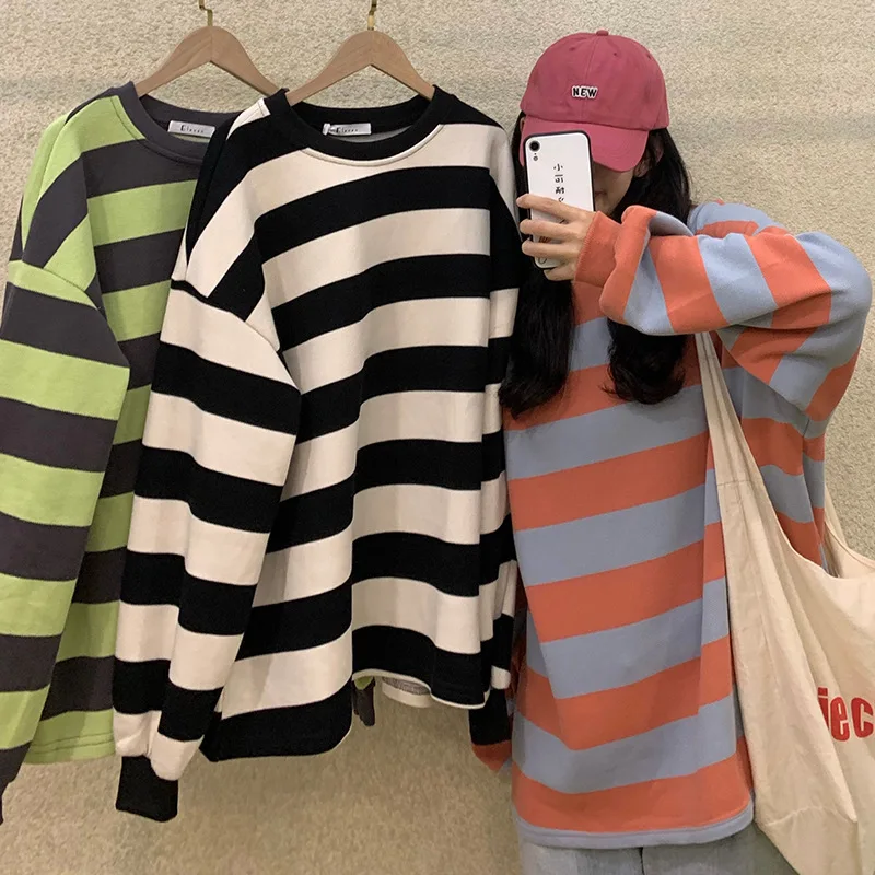 2024 New Striped Pure Cotton Round Collar Pullovers Fashionable Hoodies for Office Lady Women Spring and Autumn Tops T866
2024 New Striped Pure Cotton Round Collar Pullovers Fashionable Hoodies for Office Lady Women Spring and Autumn Tops T866