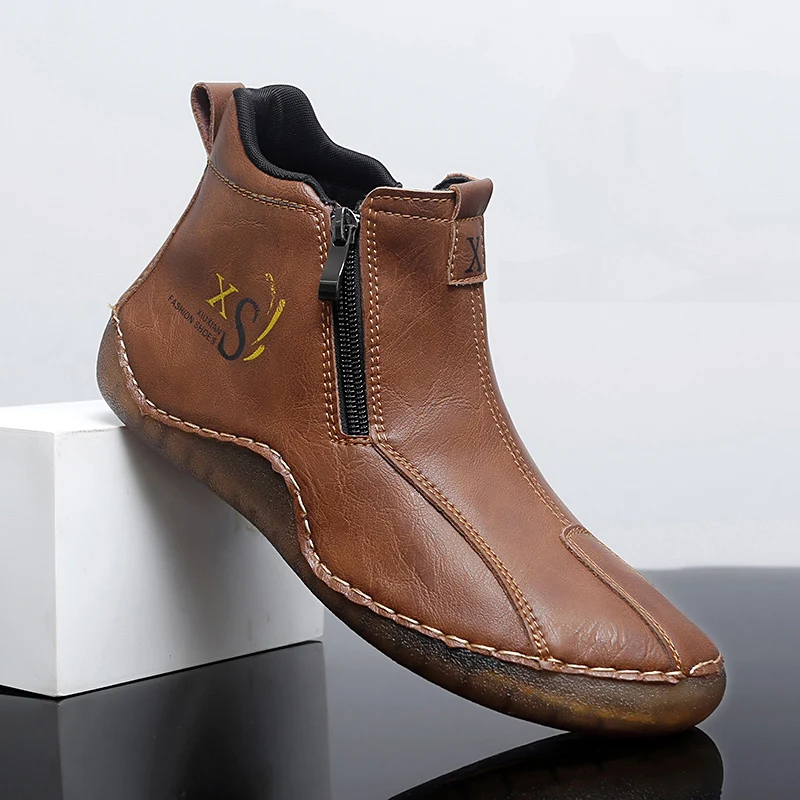 Mens Leather Boots Retro Comfortable Anti Slip Casual Loafers Handmade Soft Sole 2025 New Autumn Zipper Ankle Boots for Men
Mens Leather Boots Retro Comfortable Anti Slip Casual Loafers Handmade Soft Sole 2025 New Autumn Zipper Ankle Boots for Men