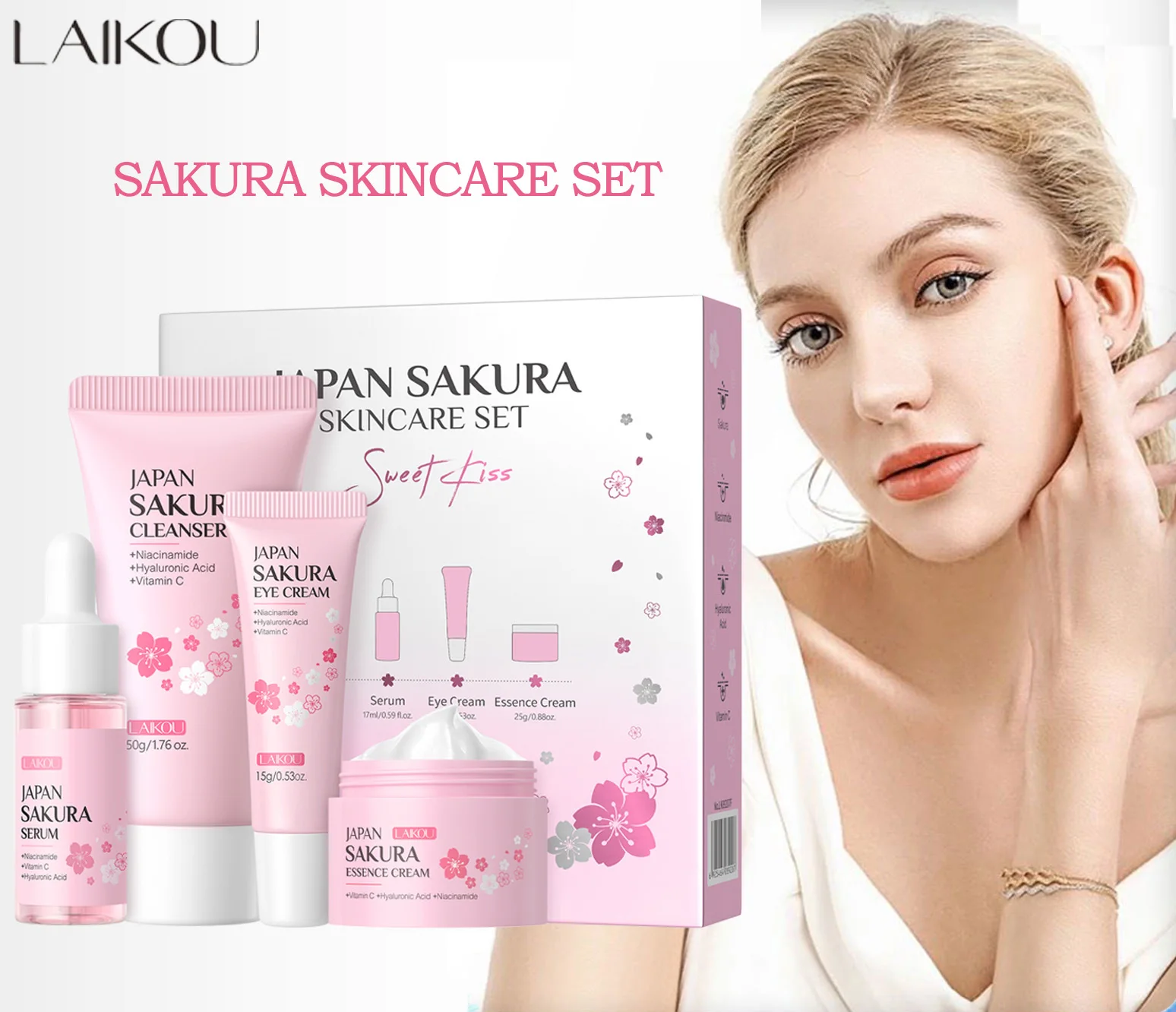 Подарочный набор для ухода за кожей LAIKOU Sakura, 4 предмета: очищающее средство, сыворотка, крем для глаз, крем для лица, увлажняющий и осветляющий, подарочный набор на День святого Валентина
Подарочный набор для ухода за кожей LAIKOU Sakura, 4 предмета: очищающее средство, сыворотка, крем для глаз, крем для лица, увлажняющий и осветляющий, подарочный набор на День святого Валентина