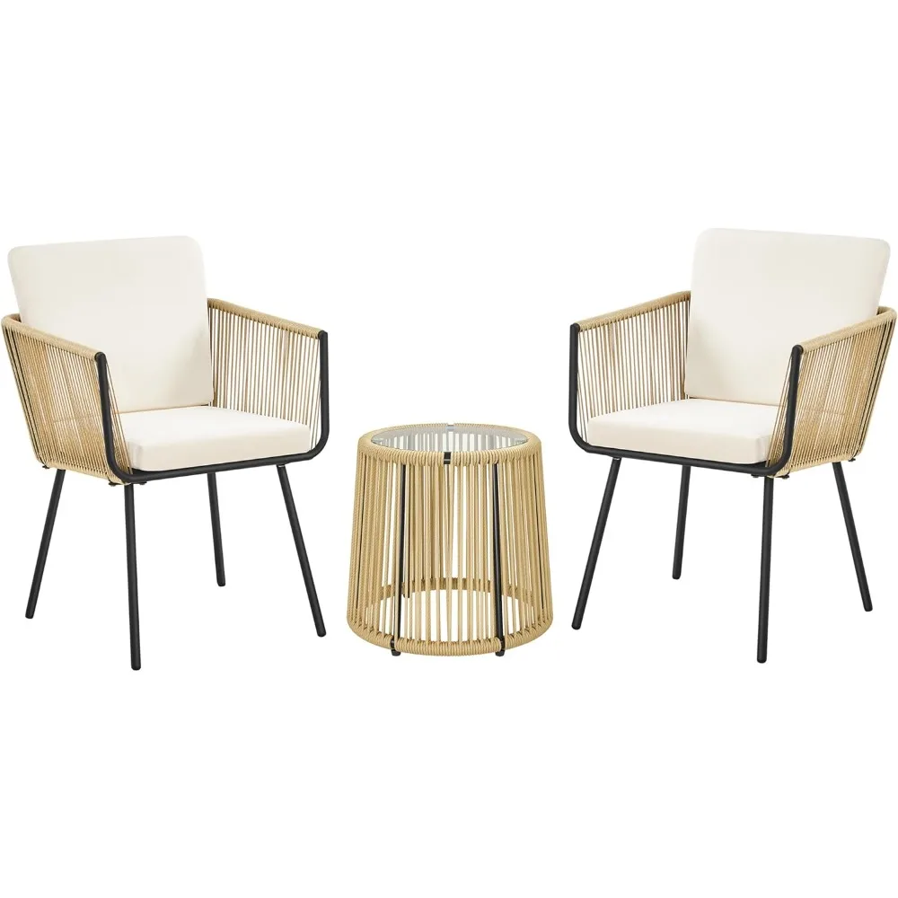 3 Piece Patio Rattan Bistro Set, Outdoor All Weather PE Wicker Conversation Furniture Set with 2 Chairs & Tempered Glass Top Ta
3 Piece Patio Rattan Bistro Set, Outdoor All Weather PE Wicker Conversation Furniture Set with 2 Chairs & Tempered Glass Top Ta