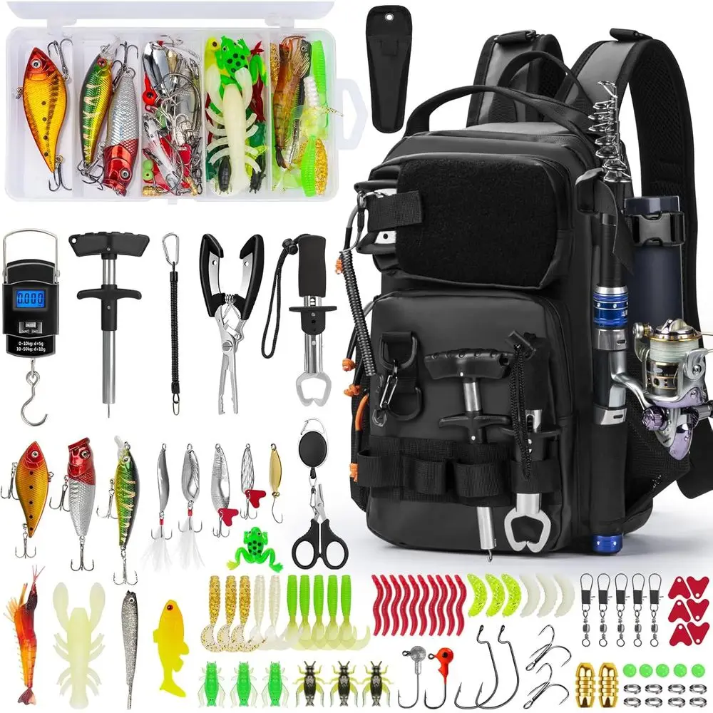 Всепогодный рыболовный рюкзак с держателем для удочки, набором инструментов, приманками, коробкой для снастей и набором плоскогубцев (87 предметов)
Всепогодный рыболовный рюкзак с держателем для удочки, набором инструментов, приманками, коробкой для снастей и набором плоскогубцев (87 предметов)