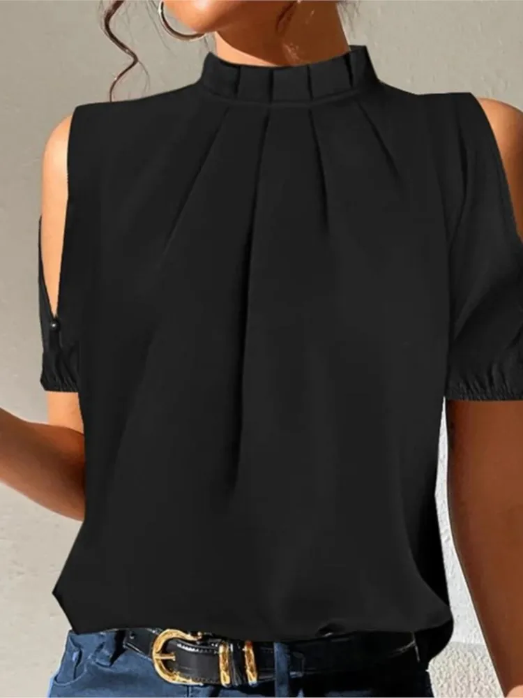 Summer Fashion Off Shoulder Black Office Ladies Tops And Blouses Women Casual Short Sleeve Top Femme Shirt Blouse Woman New 2024
Summer Fashion Off Shoulder Black Office Ladies Tops And Blouses Women Casual Short Sleeve Top Femme Shirt Blouse Woman New 2024